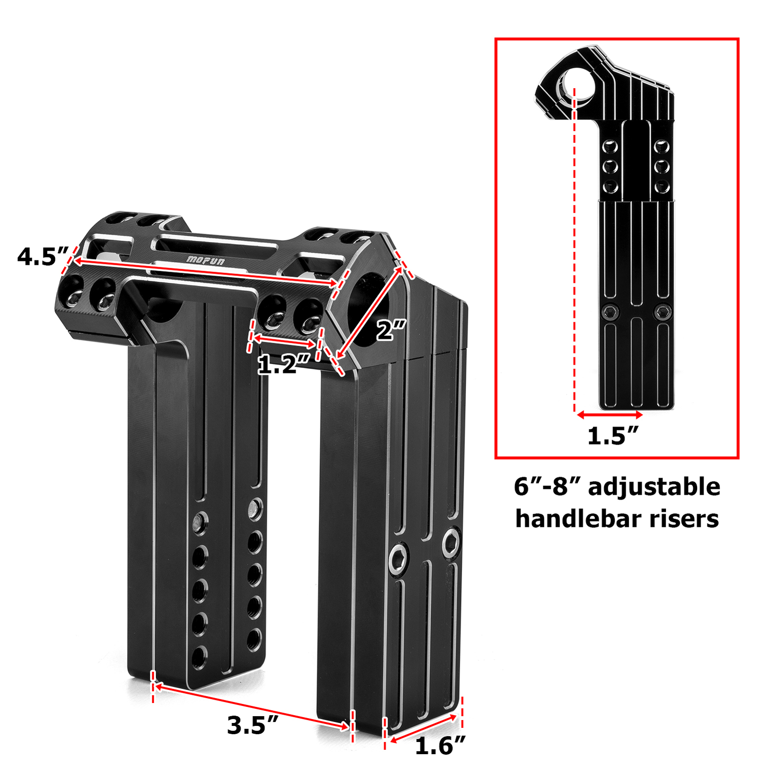 6"-8" Adjustable Pullback Handlebar Riser Clamp For Harley Softail Fat Boy Slim