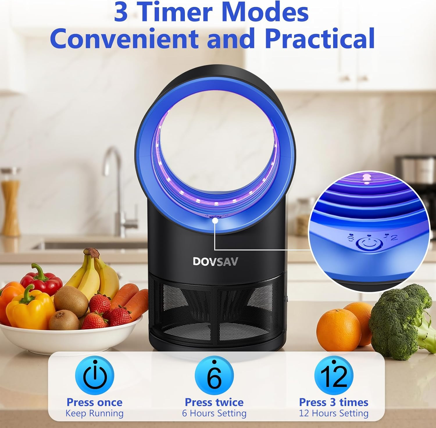 Fruit Fly Trap for Indoors, Blue Bug Zapper Indoor with Suction & Timer | Uv Lig