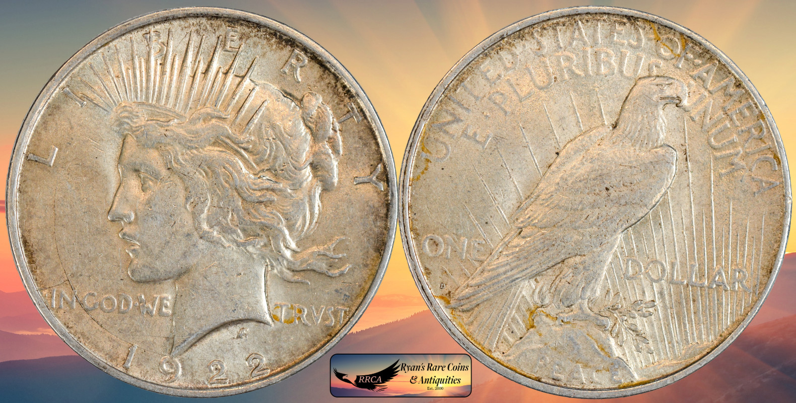 1922 D Silver Peace Dollar, Extremely Fine, VAM 1H, Obverse Die Cracks, R7 C8626