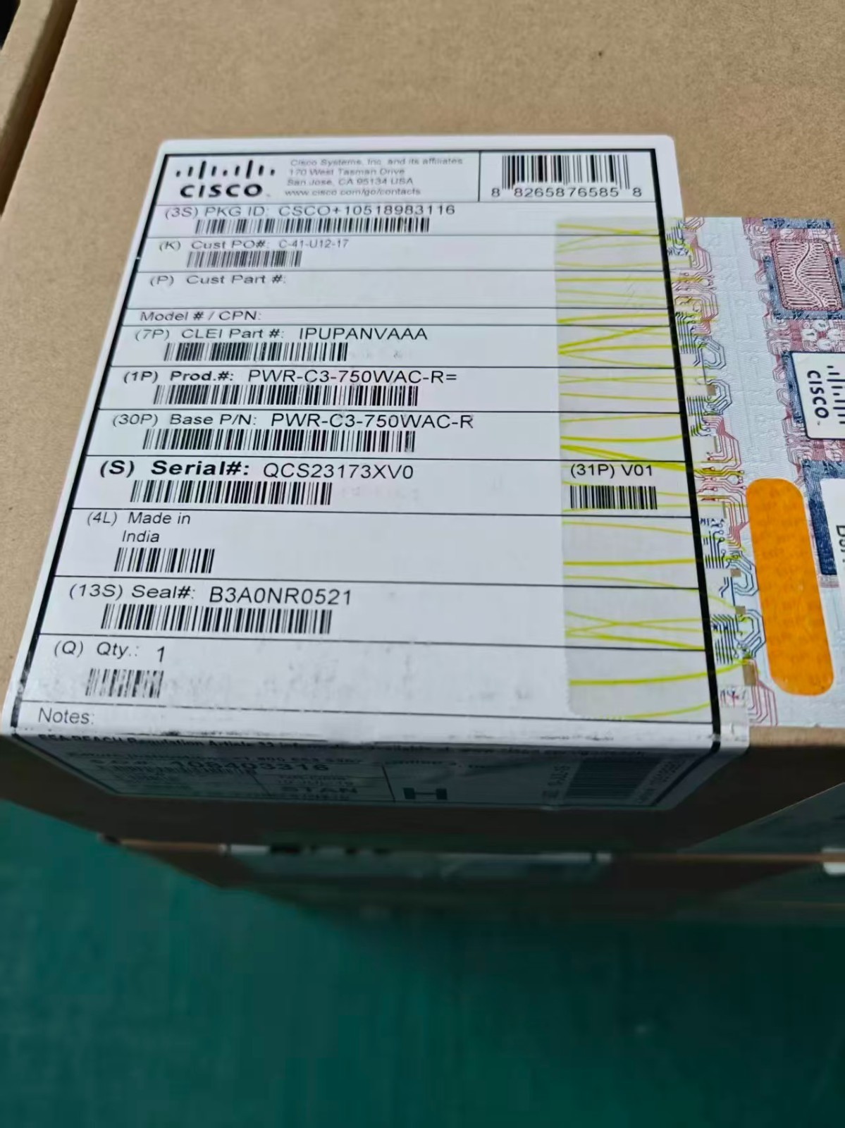 NEW Original CISCO PWR-C3-750WAC-R 750W AC Config 3 Power Supply for 3850 switch