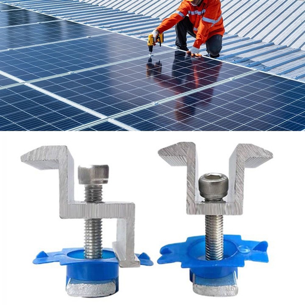 Bracket Solar Panel 12Pcs Clamps Fixture For Mounting Rail Holder Module
