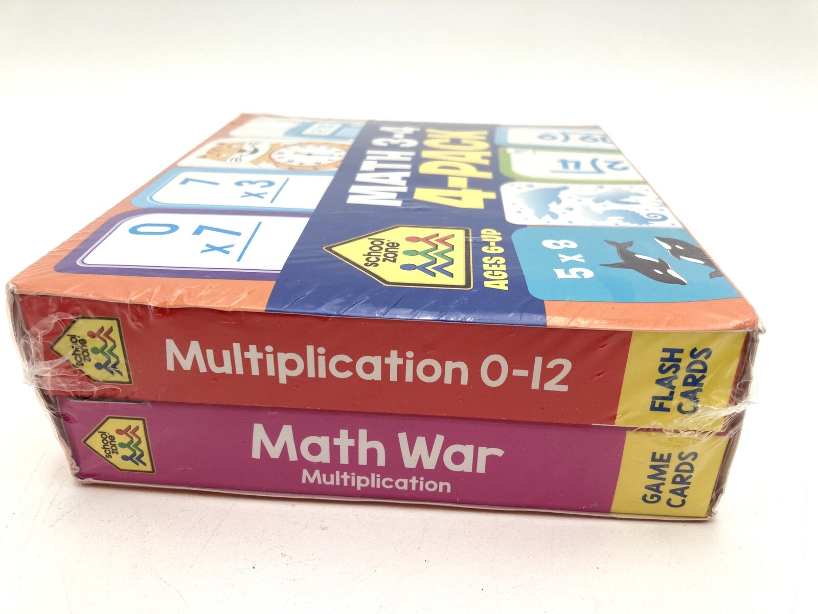 School Zone Math 3-4 Flash Card 4-Pack Ages 6 and Up Multiplication Division