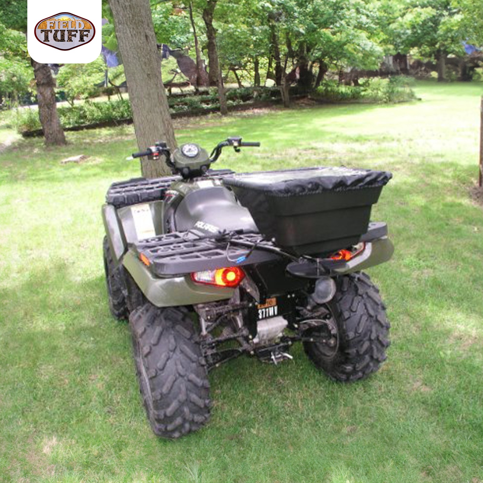 Field Tuff 12V ATV Hitch Mount Receiver 125 lb Fertilizer Spreader (Open Box)