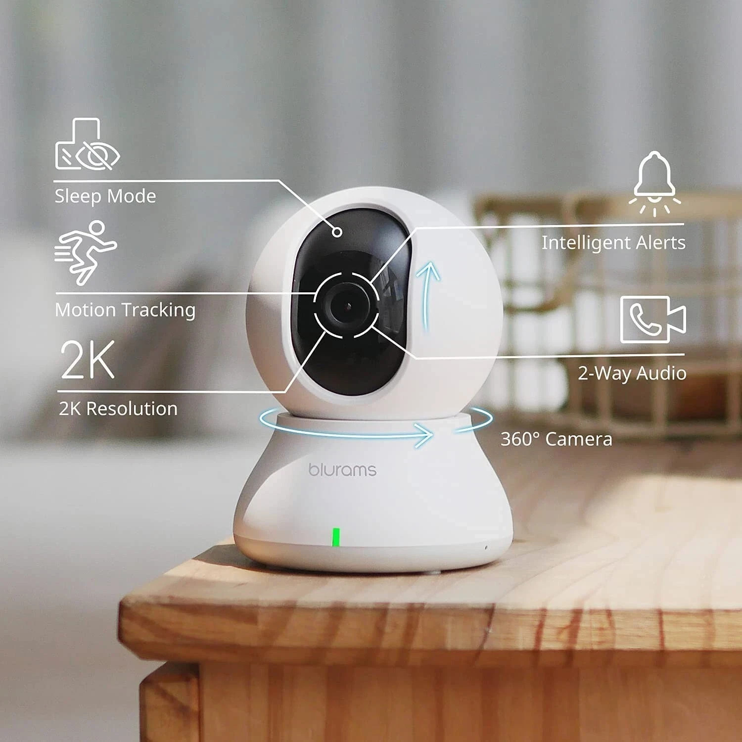Blurams 2K Home Security Security Camera Works with Alexa & Google Assistant