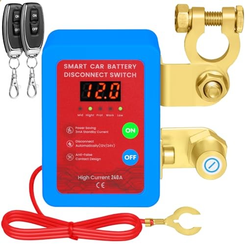 Remote Battery Disconnect Switch 12V, 240A Kill Switch for Car with blue