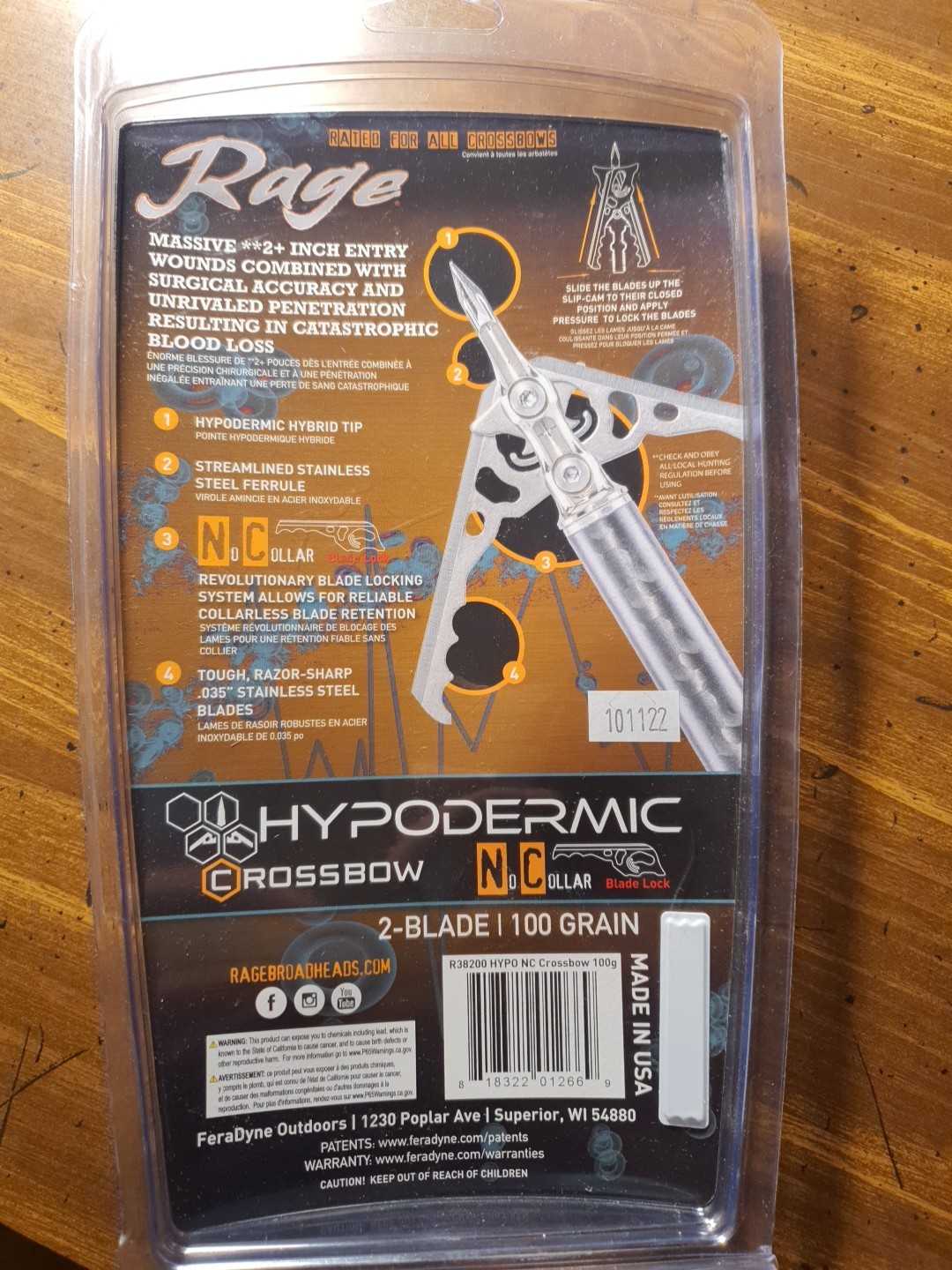 Rage Hypodermic NC Broadhead Crossbow