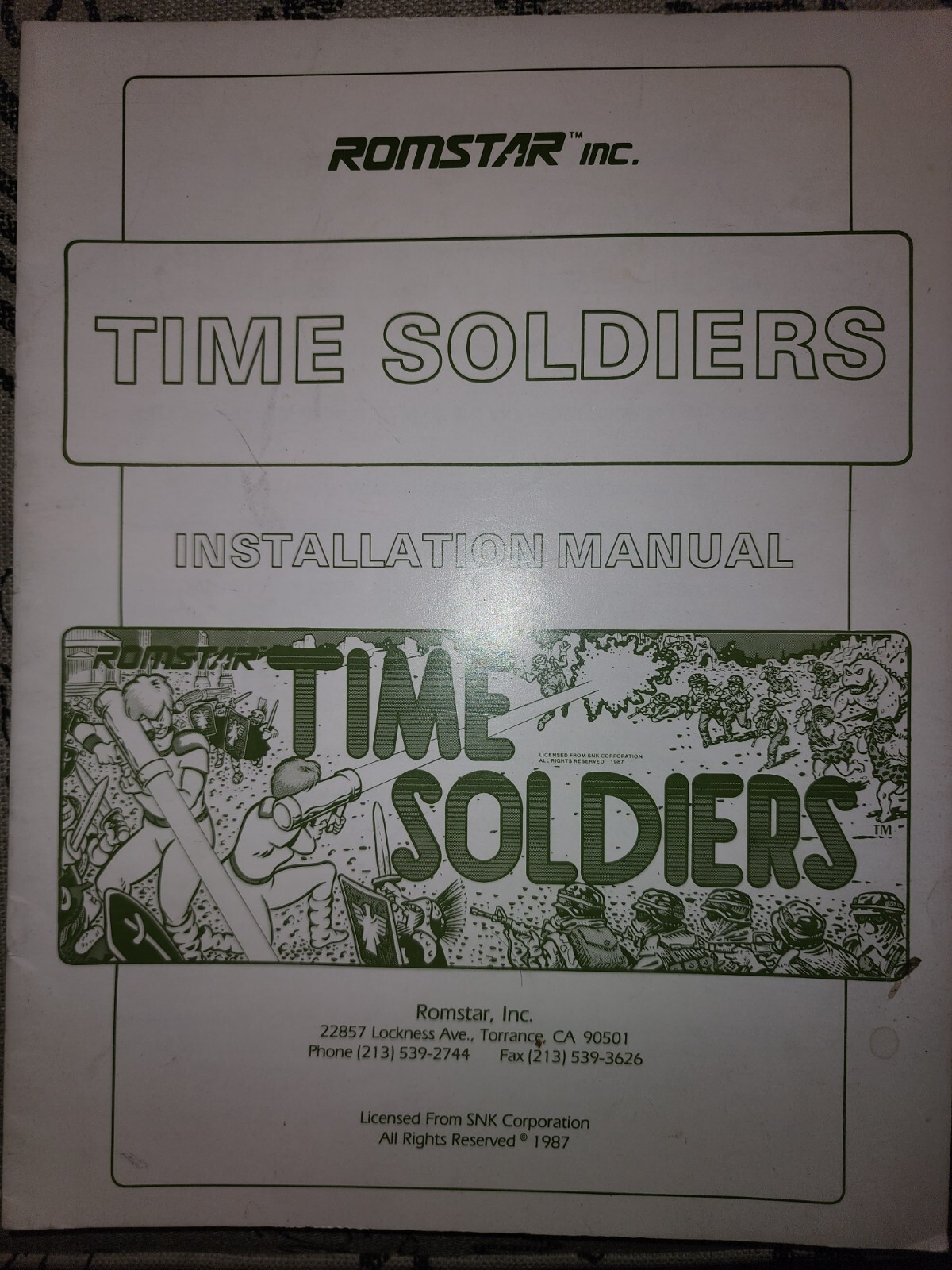 Time Soldiers Manual Arcade Romstar