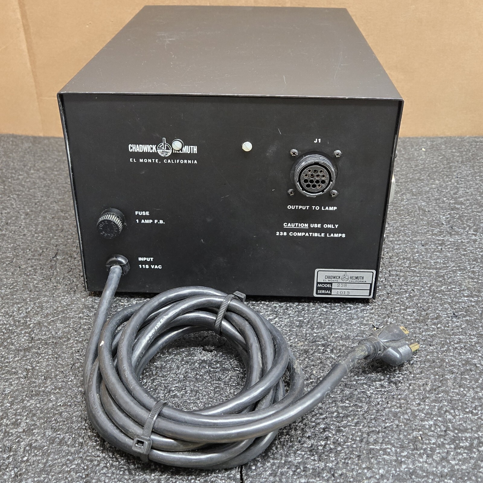 Chadwick Helmuth Strobex Model 278 Xenon Arc Strobe/Flash Lamp & 238 Controller
