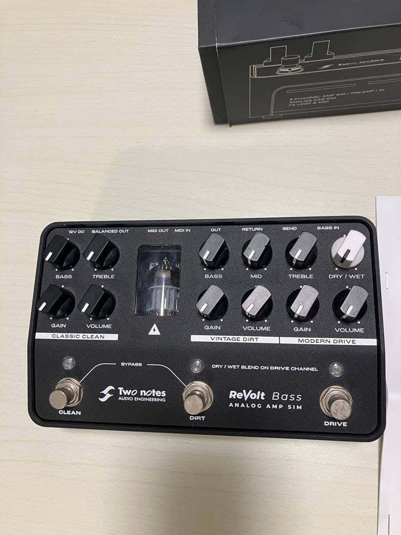 Two Notes ReVolt Bass Preamp Audio Interface Used with Power Adapter and Manual