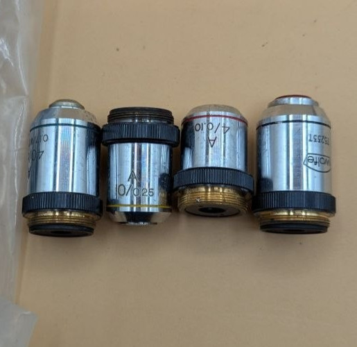 Wolfe Carolina Biological Microscope Objective Lens Set 4 RMS Achromatic - RD94