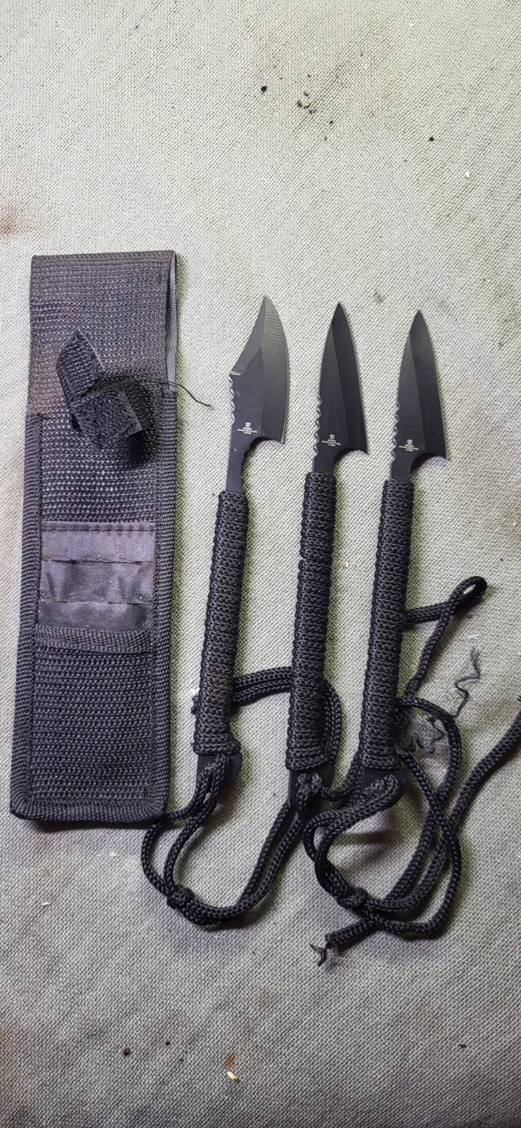 Survival Self Defense Throwing Boot Knives Set Of Three In Pouch Braided