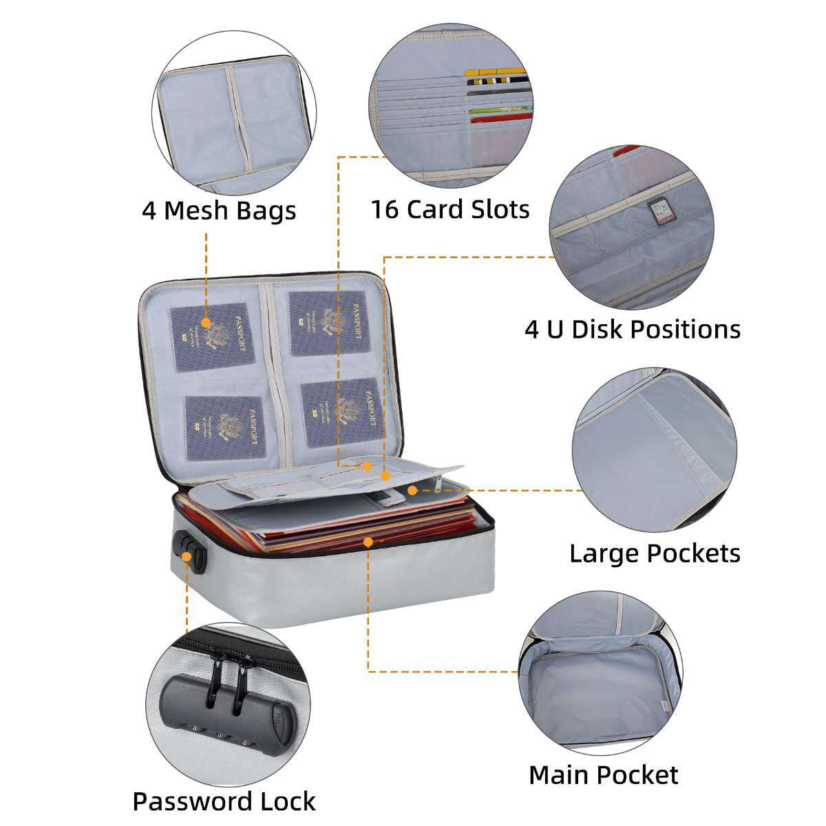 Fireproof Document Box 2000℉ Fireproof & Waterproof Document Bag with Lock Safe