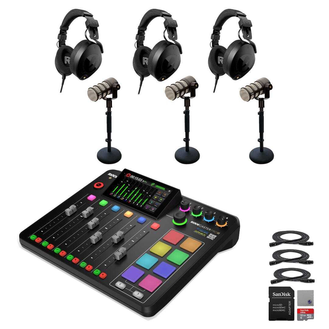 Rode RODECaster Pro II with 3x Rode PodMic and Accessories
