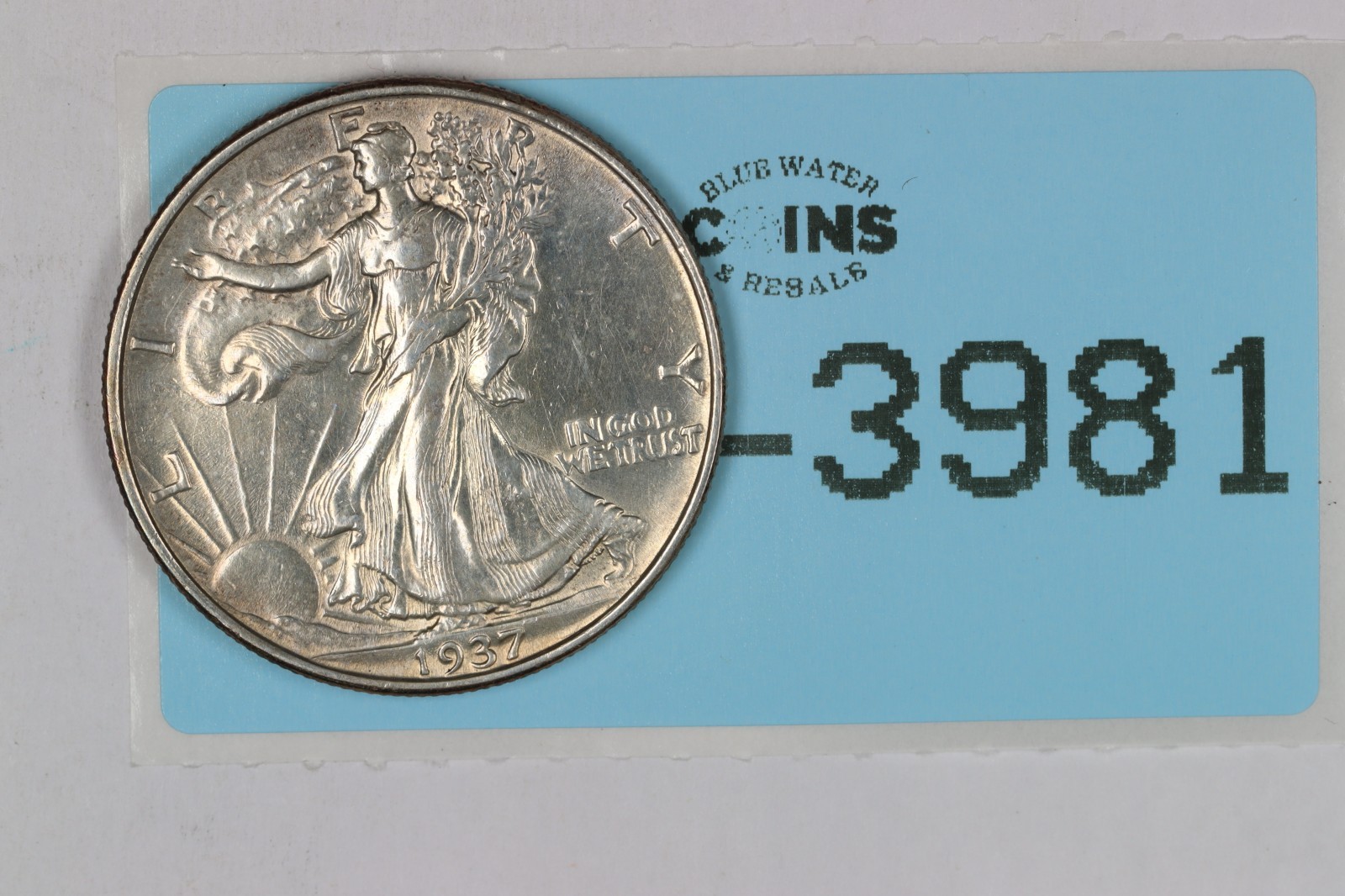 1937 AU 50C WALKING LIBERTY SILVER HALF DOLLAR RAW-3981