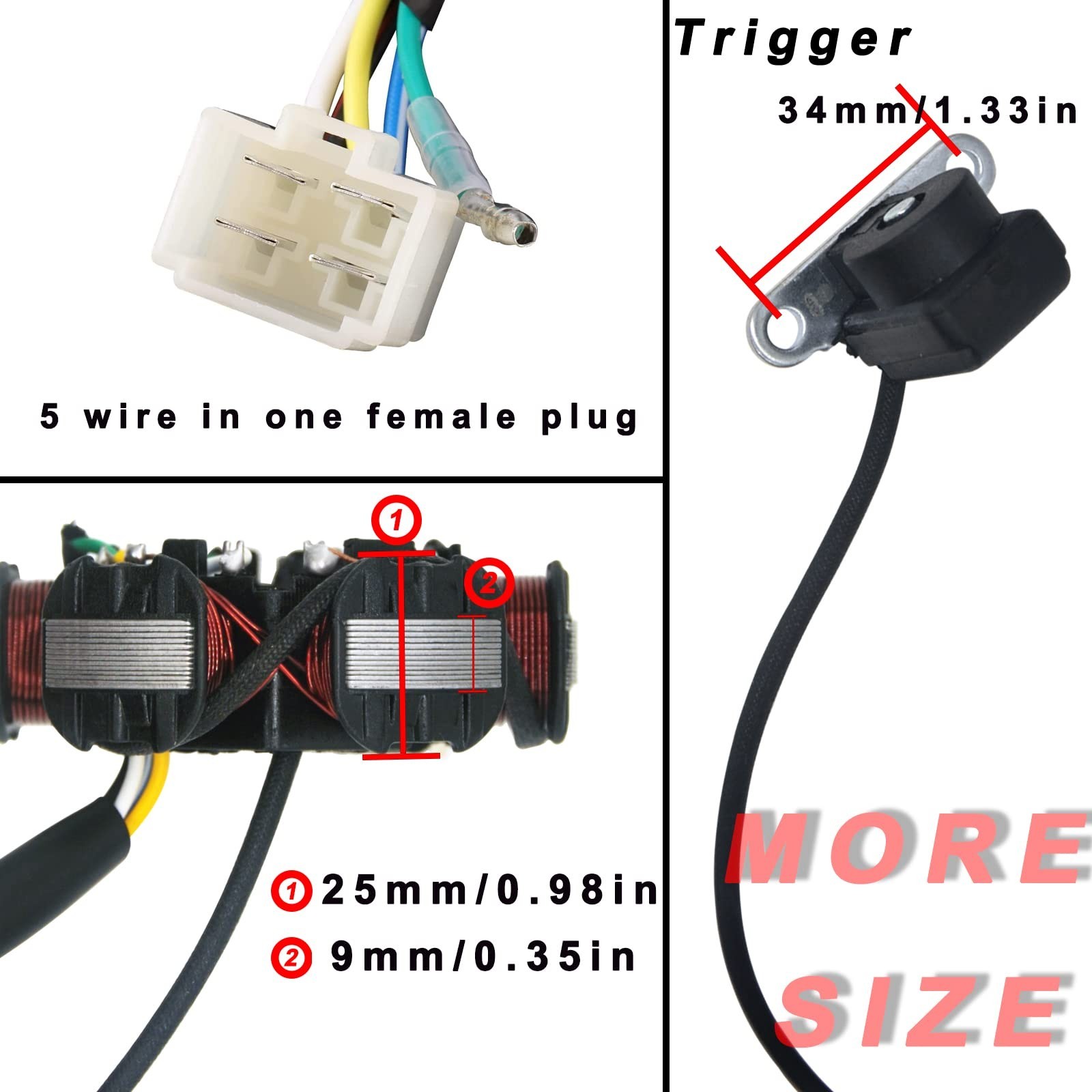 Magneto Stator 5 Wire AC 6 Pole Replacement for 50cc 100cc 125cc 150cc Engine...