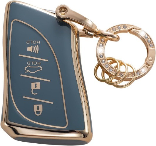 Key Fob Cover with Keychain, Key Shell Cover for Smart Remote Cont Color: Blue