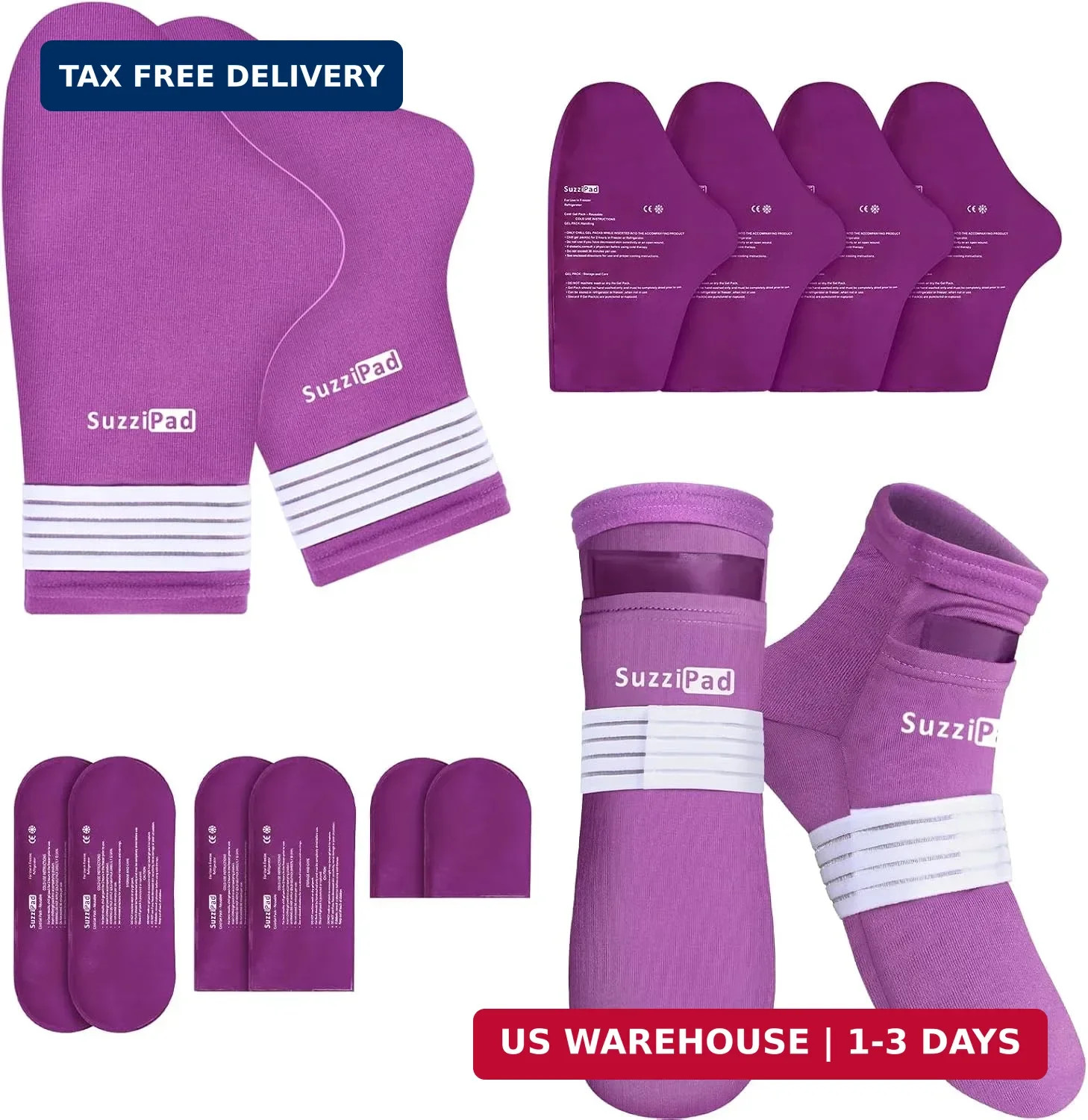 Cold Socks & Hands Ice Pack for Chemo Must Haves, Purple, S/M | Removable Gel Pa