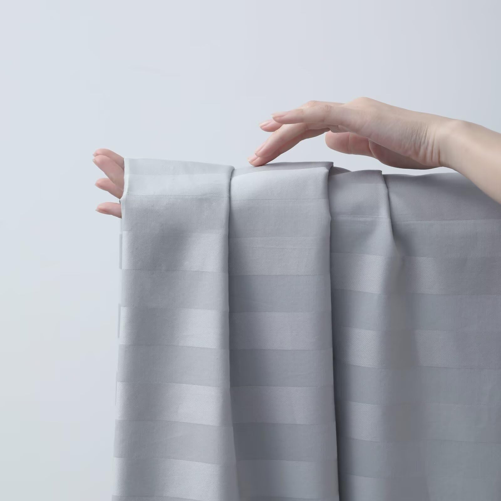 2-Pack Cal King Flat Sheet Only, 600 Thread Count Egyptian Cotton Striped-Grey
