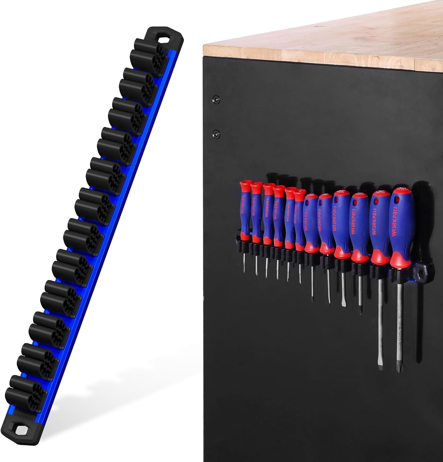 Magnetic Screwdriver Organizer and Wrench Organizer, Aluminum Rail Magnetic Tool