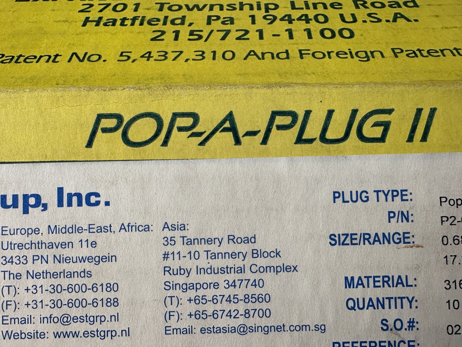Expansion Seal Technologies Pop-A-Plug II System P2-680-S - Complete