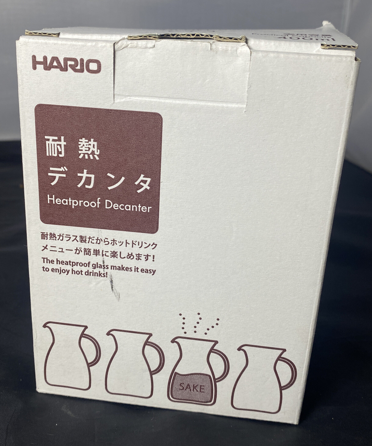 HARIO Japan Heatproof Decanter 400ml HPD-2T; Clear Glass Sake Wine Milk Coffee