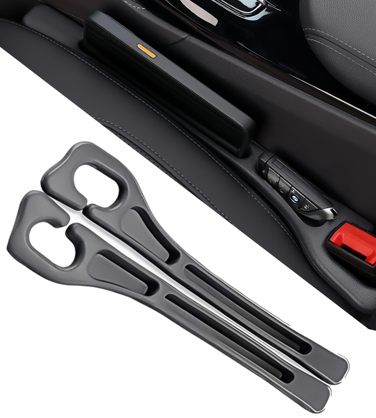 Car Seat Gap Filler, 2Pack No Drop Seat Guard Universal Fit Car Seat Gap Plug...