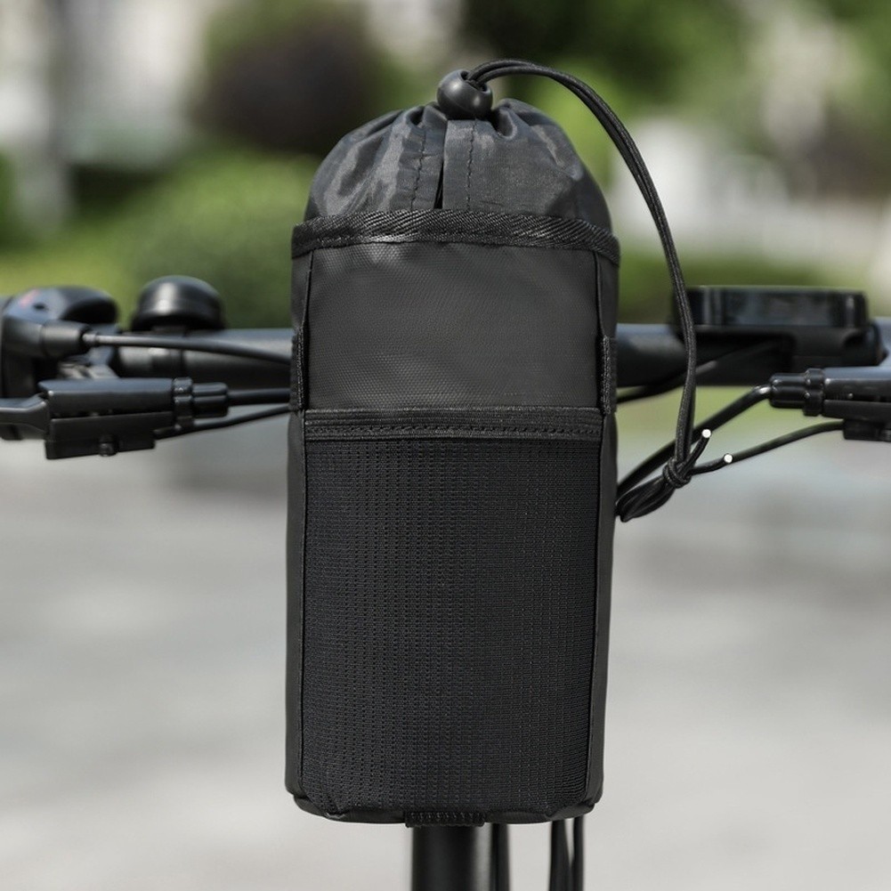 Insulated Bike Bottle Carrier with Side Mesh Compartment for Small Essentials