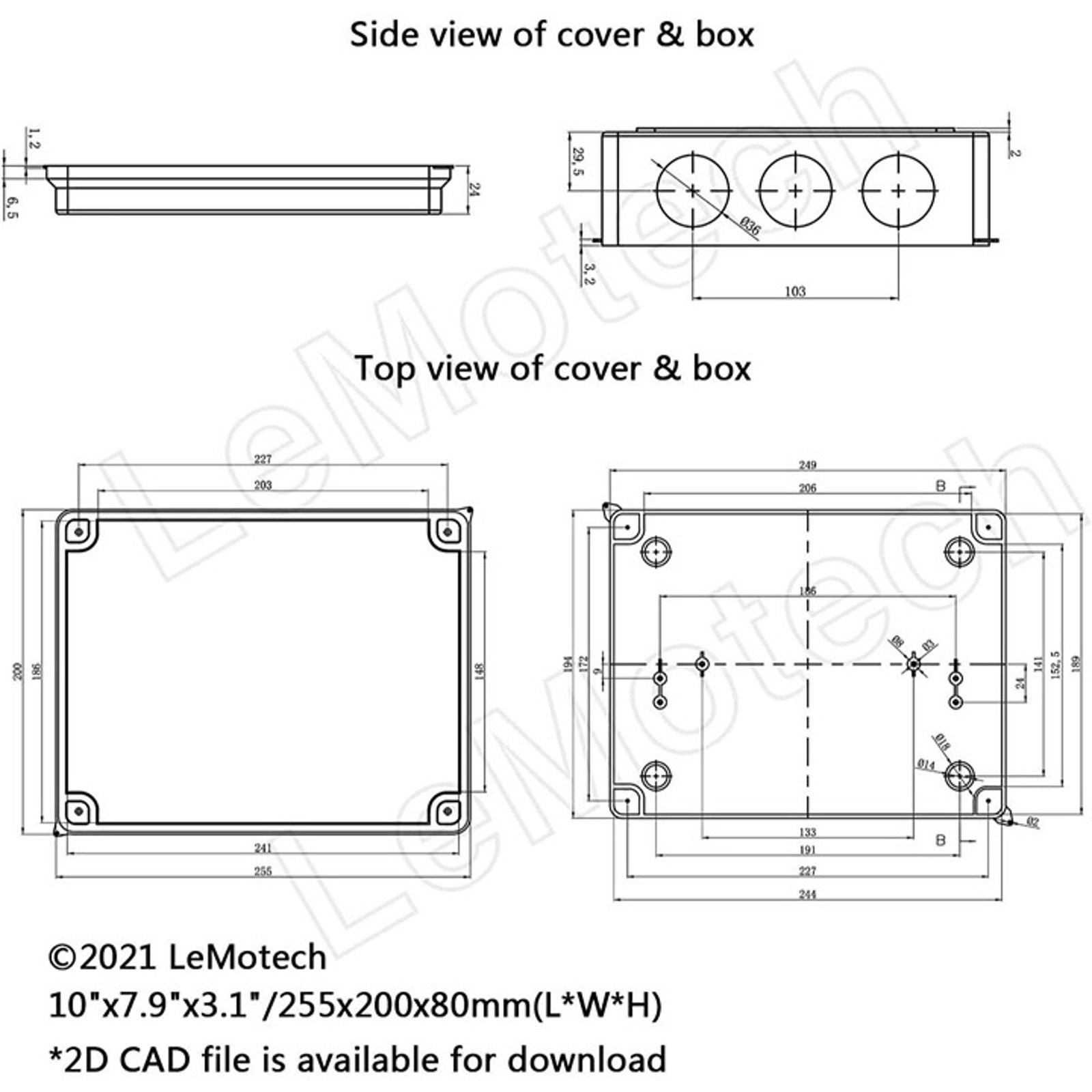 Junction Box, IP65 Waterproof and Dustproof, Universal Electrical Enclosure