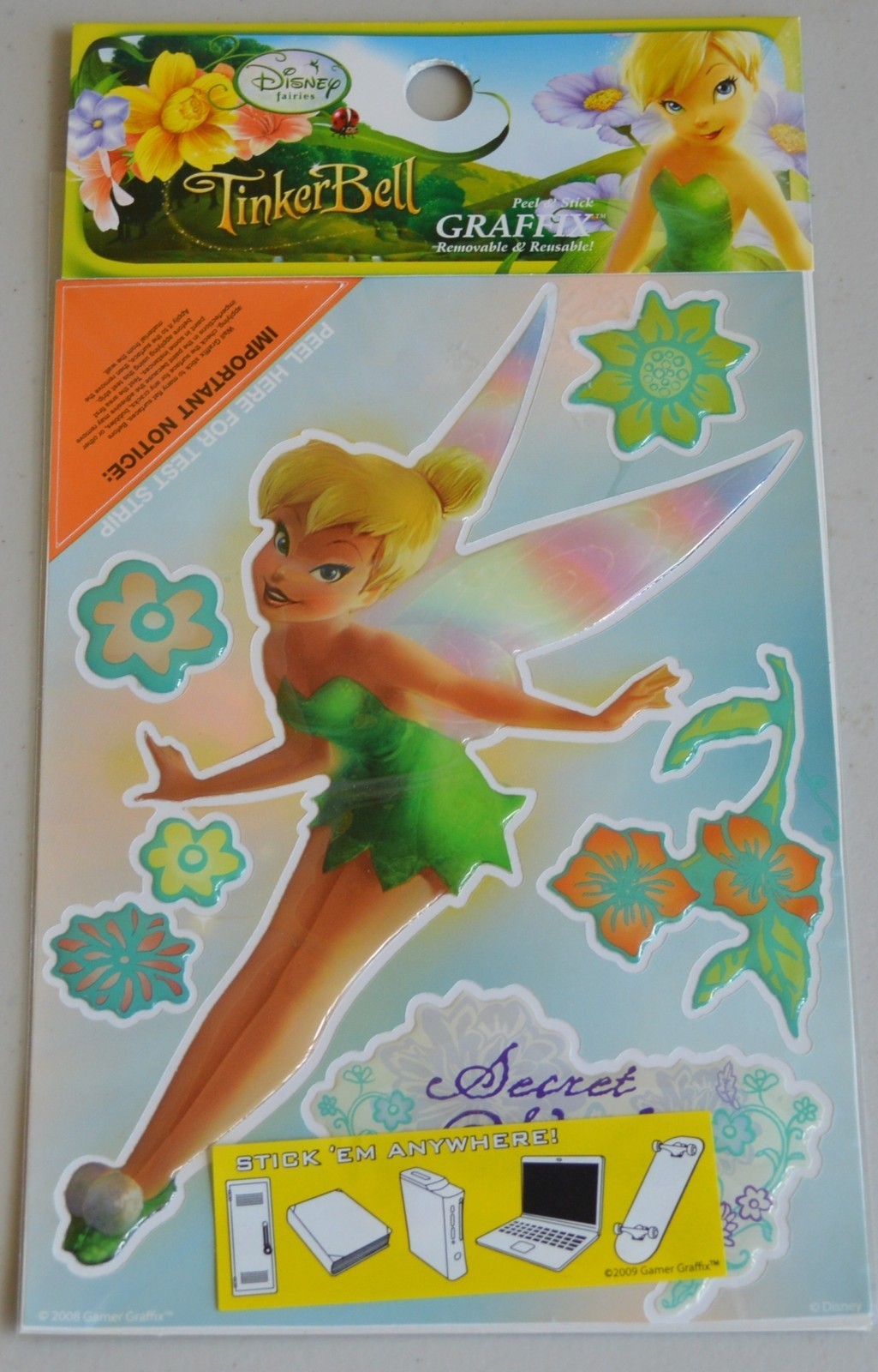 Disney Tinker Bell Gamer Graffix Laptop Locker Book Decal Removable Sticker