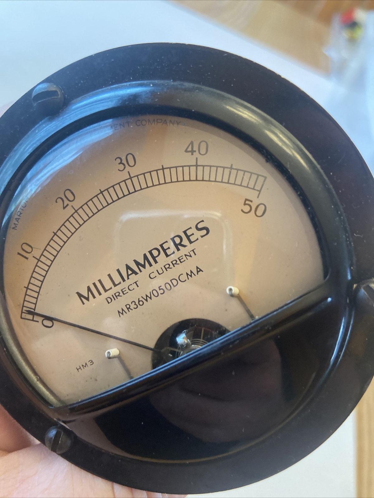 Vintage Marion Milliamperes DC Panel Meter Model HM3 Scale 0-50 #K