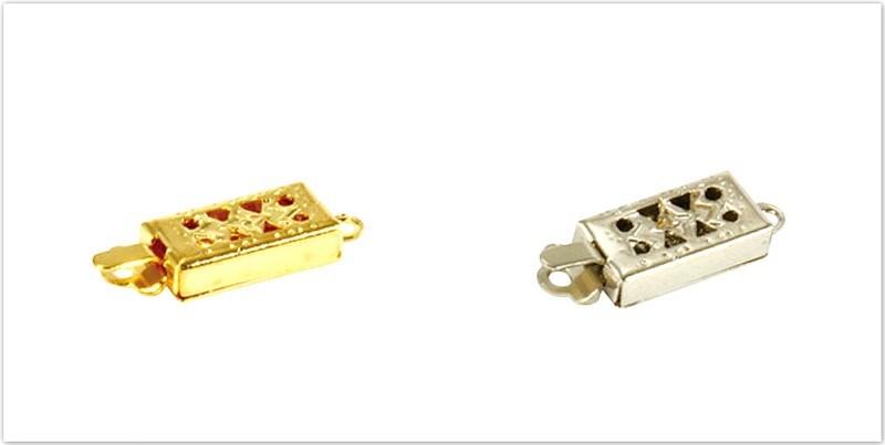 Lead Free Jewelry Finding Box Clasp Filigree Rectangle Gold/Silver