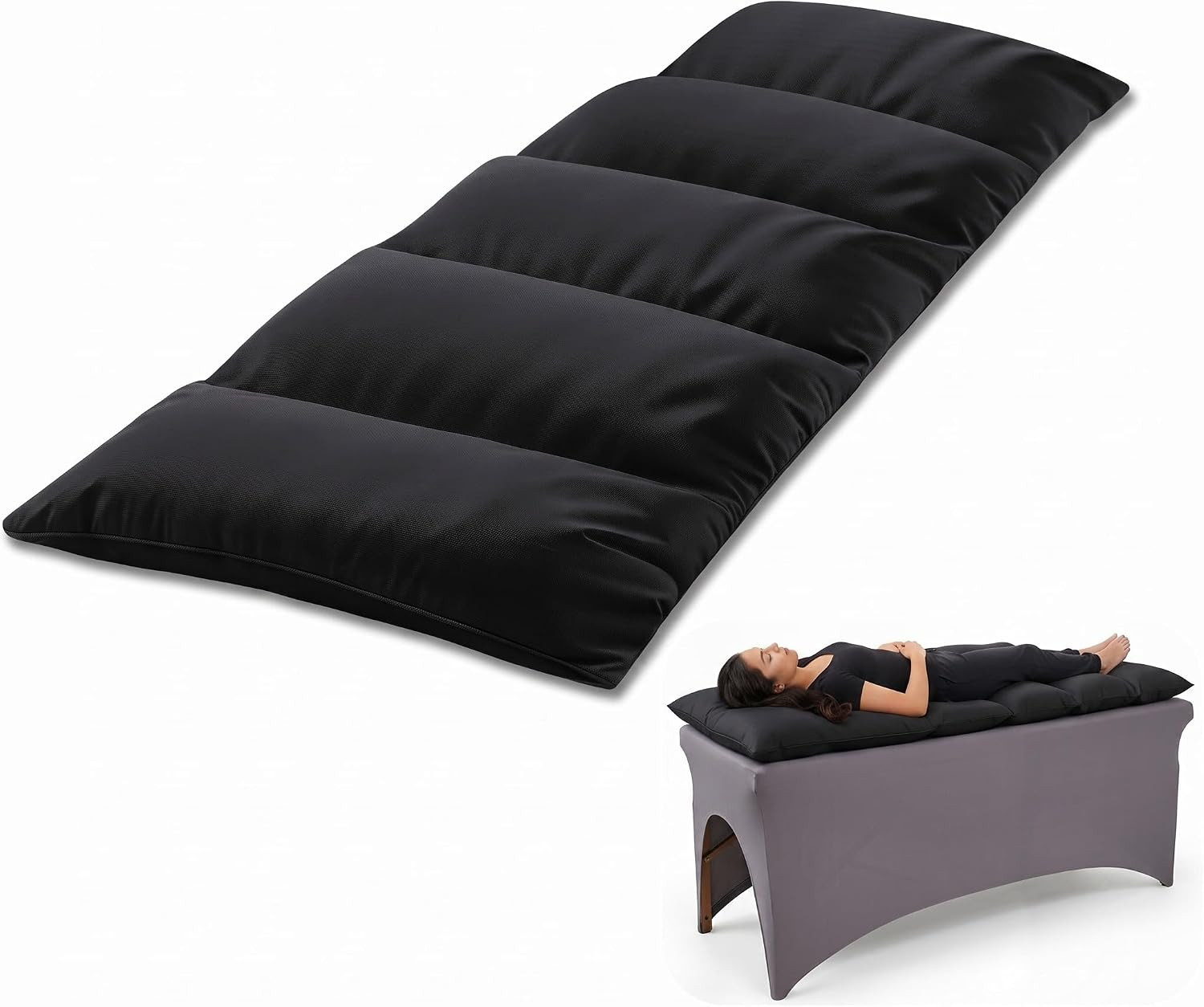 Lash Bed Cushion 72"x24"x5" Foam Topper for Massage Table - Soft Black Pad