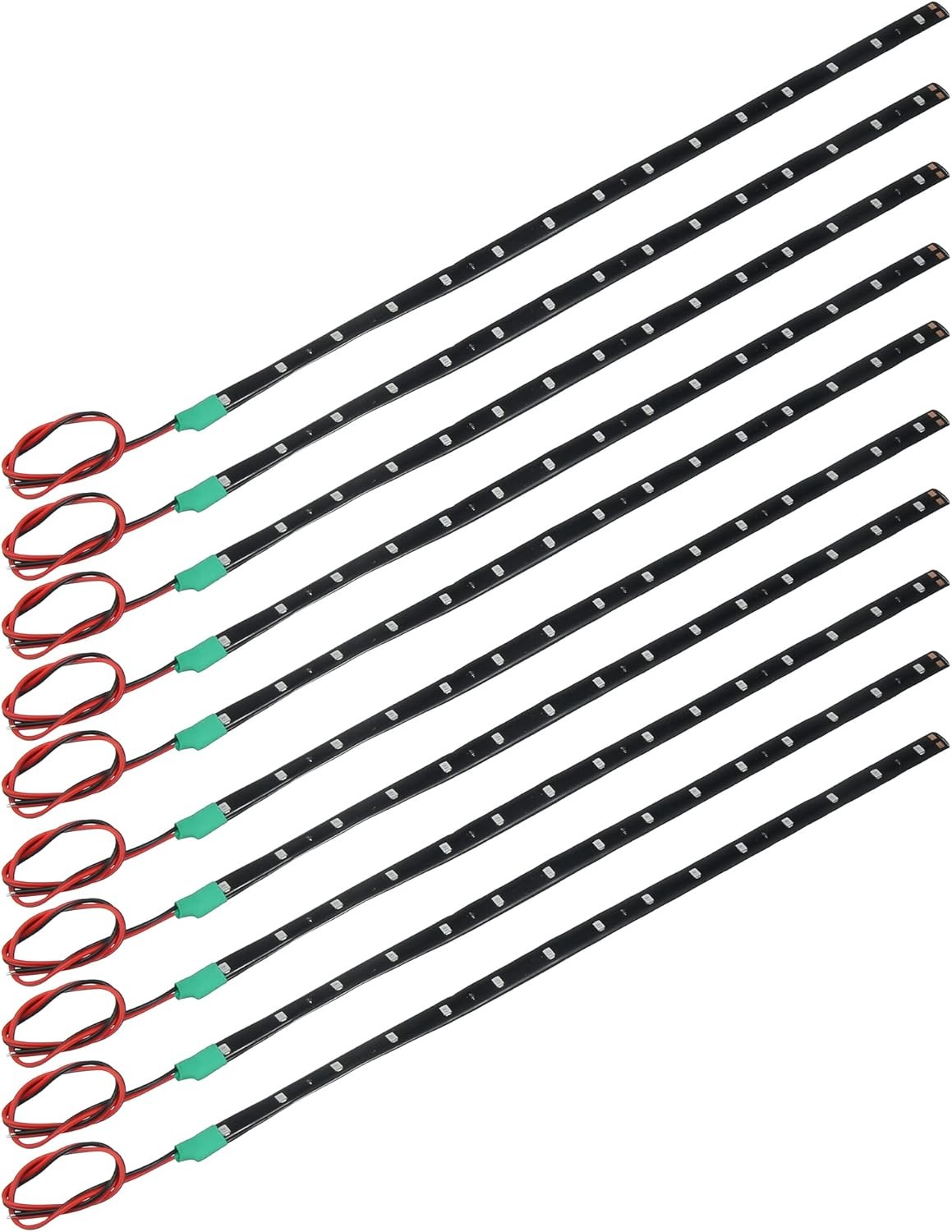 X AUTOHAUX 10 Pcs 30cm 1ft Interior Universal LED Strip Light 12V Green