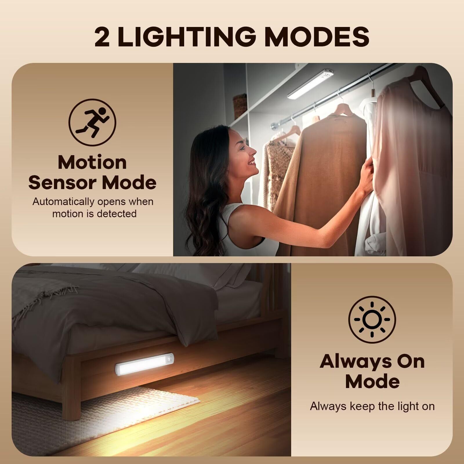 Under Cabinet Lights 80 Led Motion Sensor Light Indoor Rechargeable Closet Li...