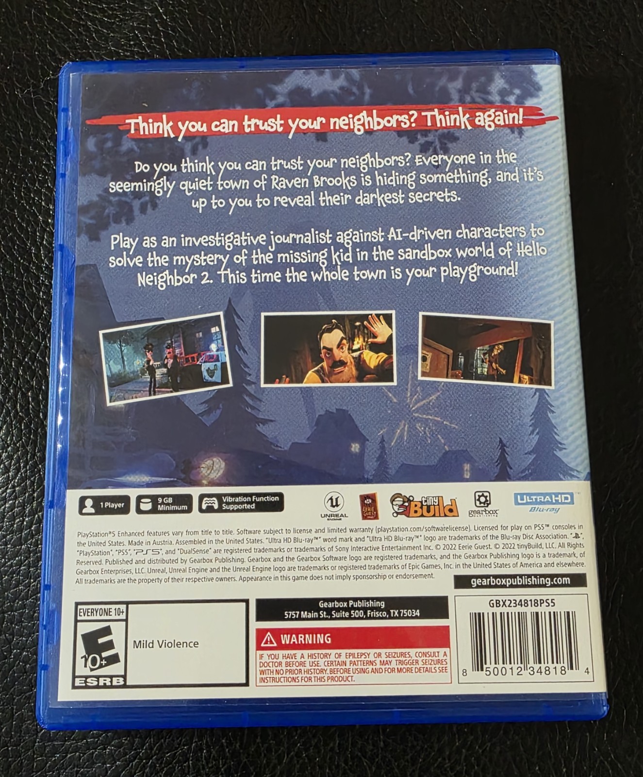 Replacement Case (NO GAME) Hello Neighbor 2 PlayStation 5 PS5