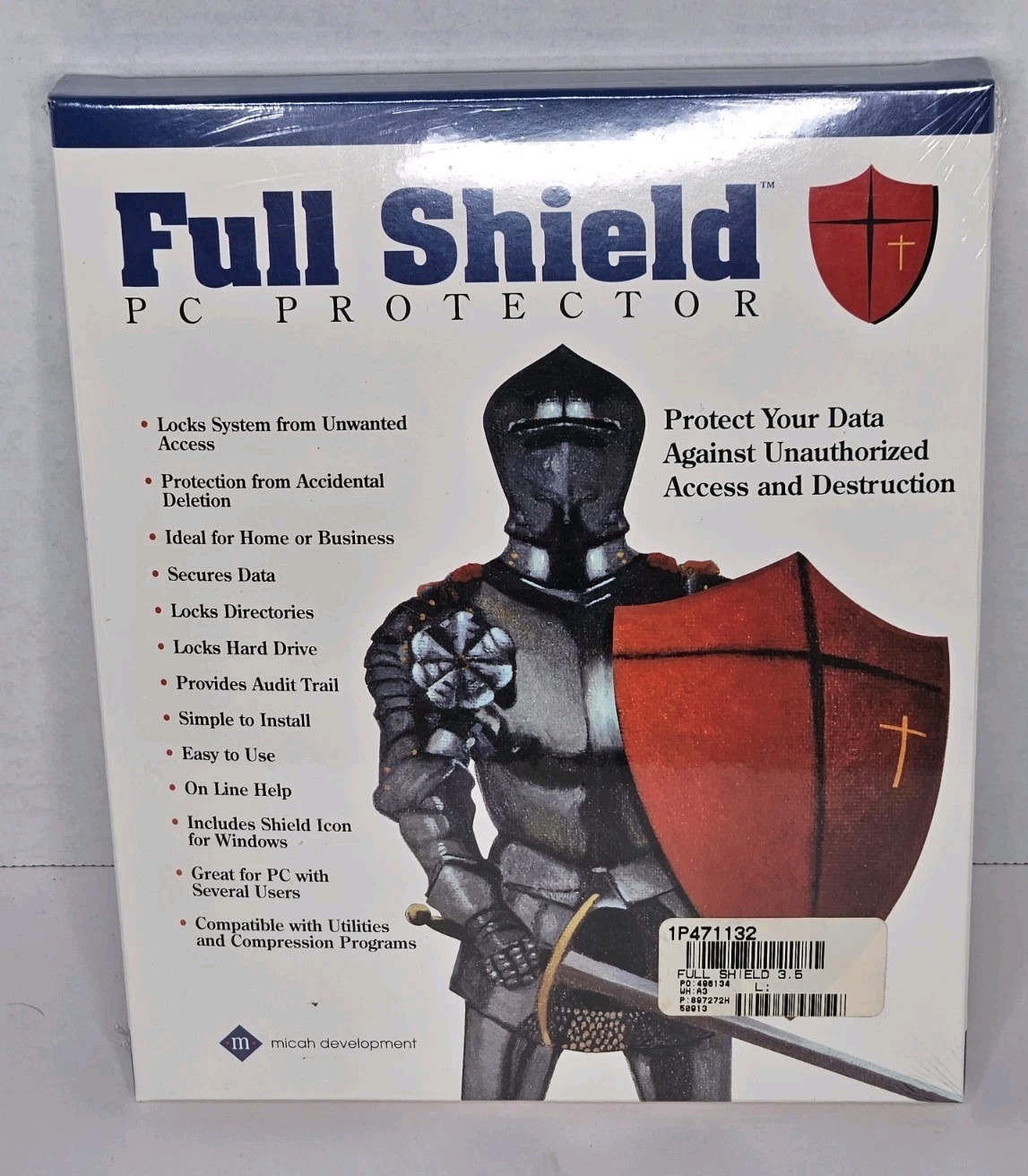 Rare Sealed Full Shield PC Protector Micah DOS 3.5" Diskettes Windows PC Big Box