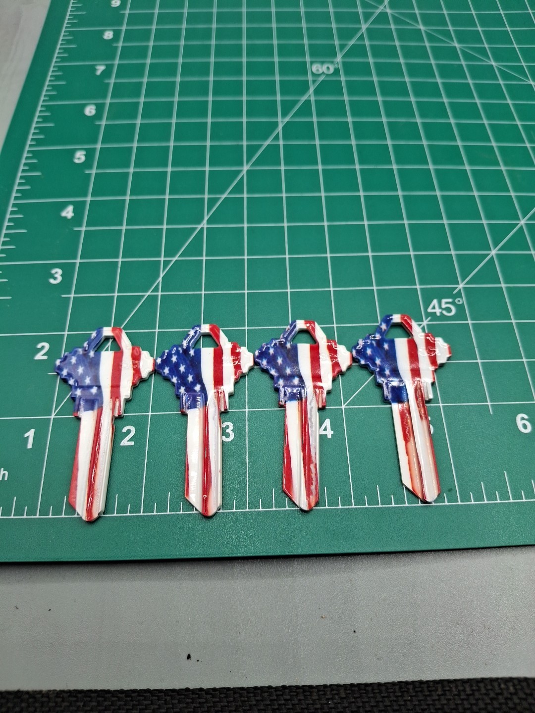 LOT OF 4 Blank House Keys USA Flag Schlage SC1 Uncut AMERICA KLASSY