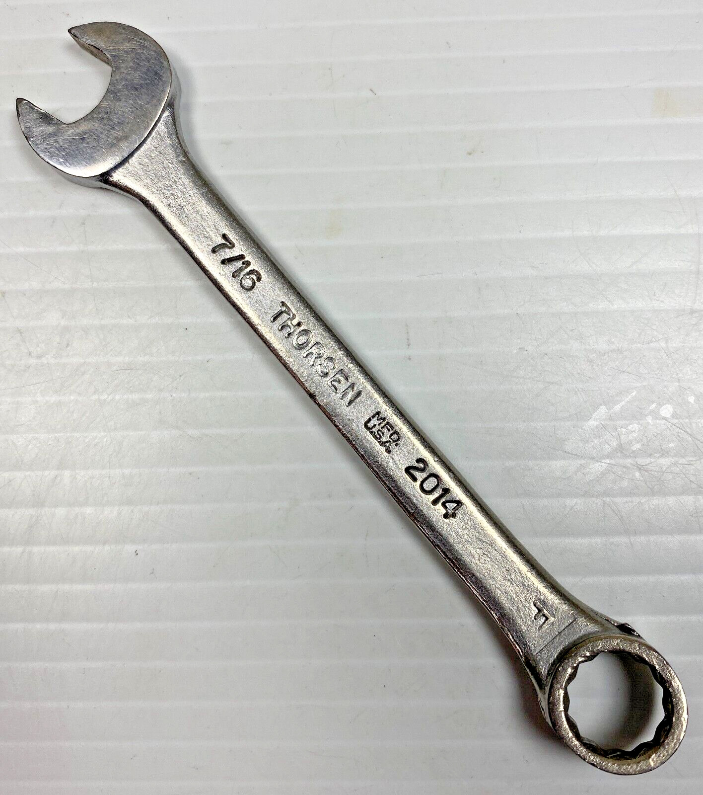 Vintage Thorsen Tools 2014 - 7/16" Short Combination Wrench 12 Point USA Tool