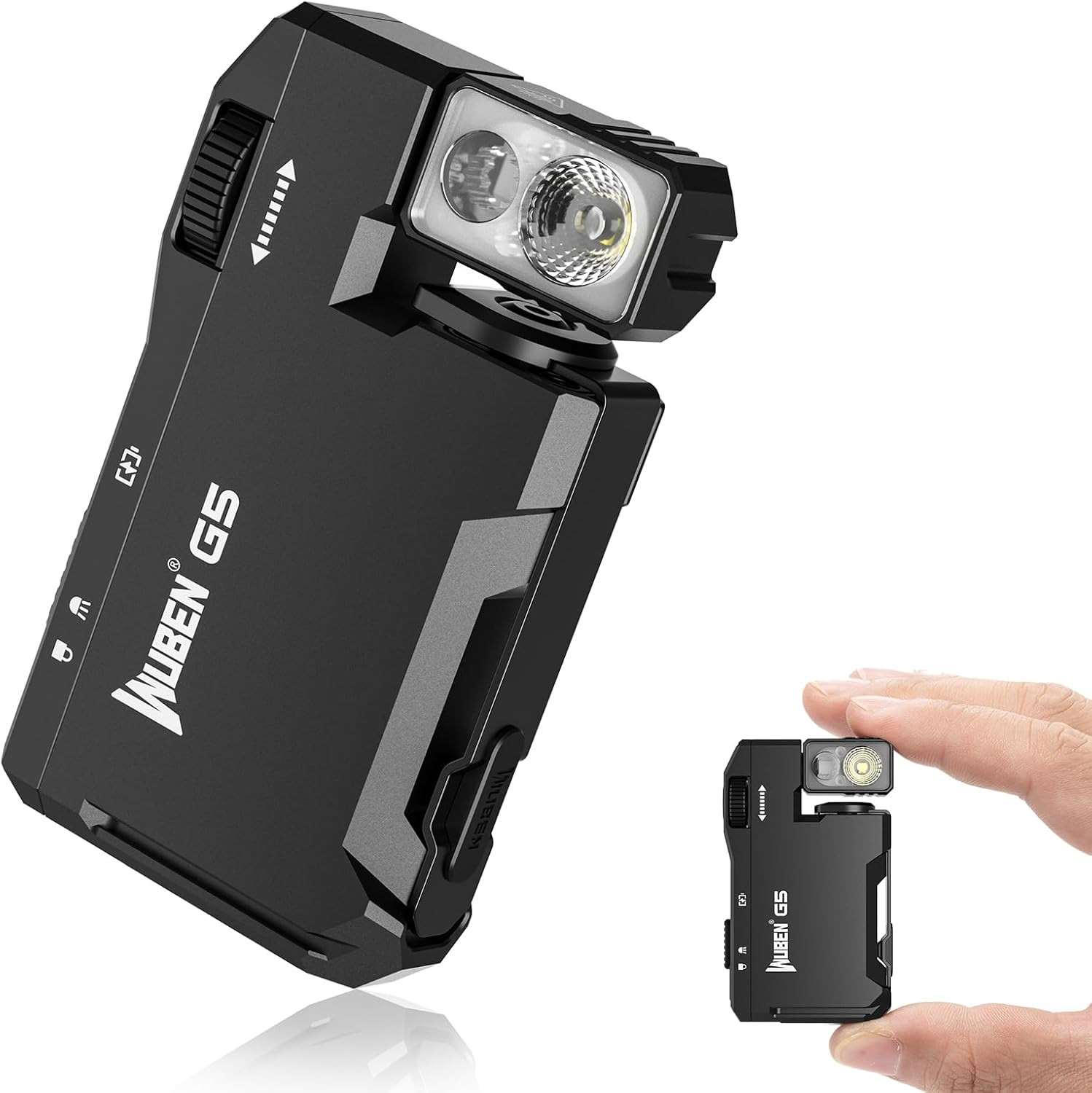G5 Mini Rechargeable EDC Flashlight, 400 Lumens with RGB Light & Keychain