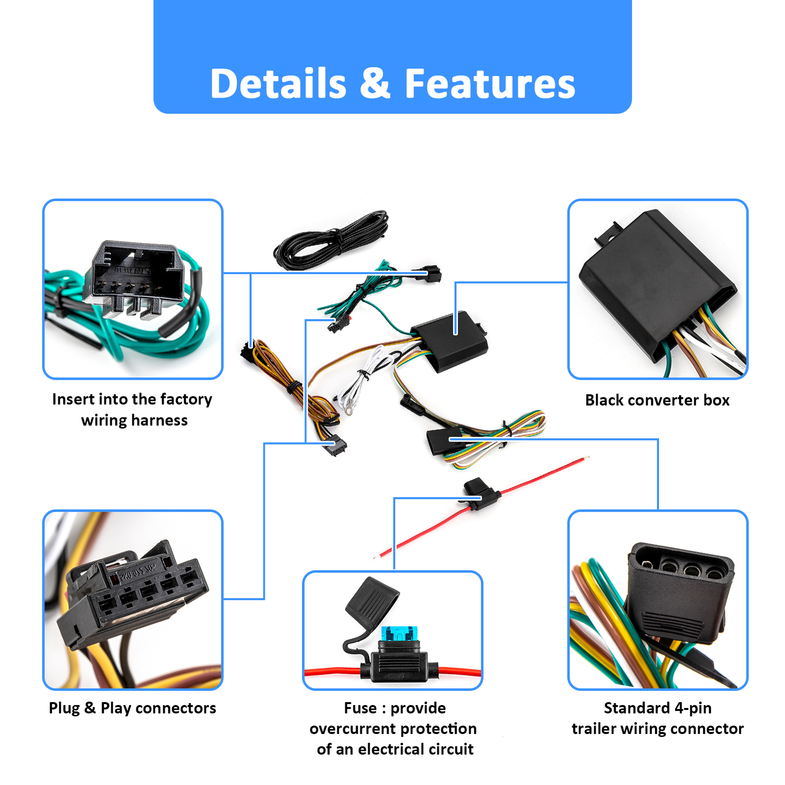 For Volkswagen Tiguan 2018 2019 2020 21 22 23 24 - Trailer Wiring Harness 4 PIN