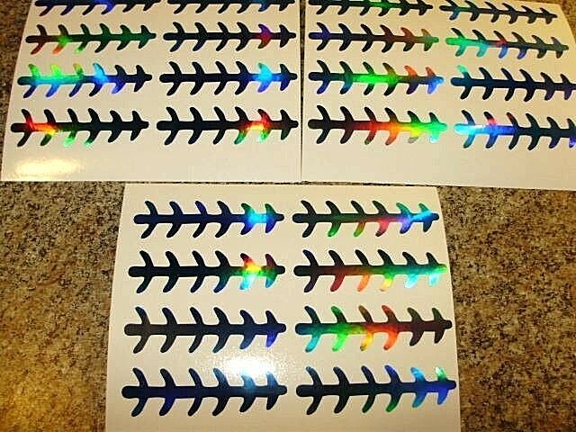 24 LIGHT BLUE RAINBOW HOLO Great Lakes 3" Ladderback Die Cut Fishing Lure Tape