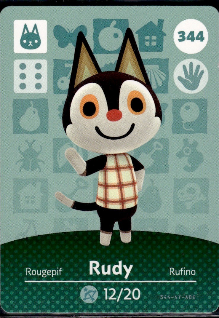 344 Rudy Amiibo Card 344 Series 4 Animal Crossing Nintendo Switch NA Region