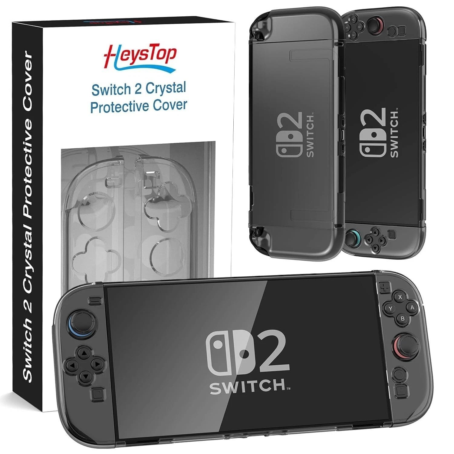 Clear Case for Nintendo Switch 2 with Screen Protector,Thumb Grips,PC Protective