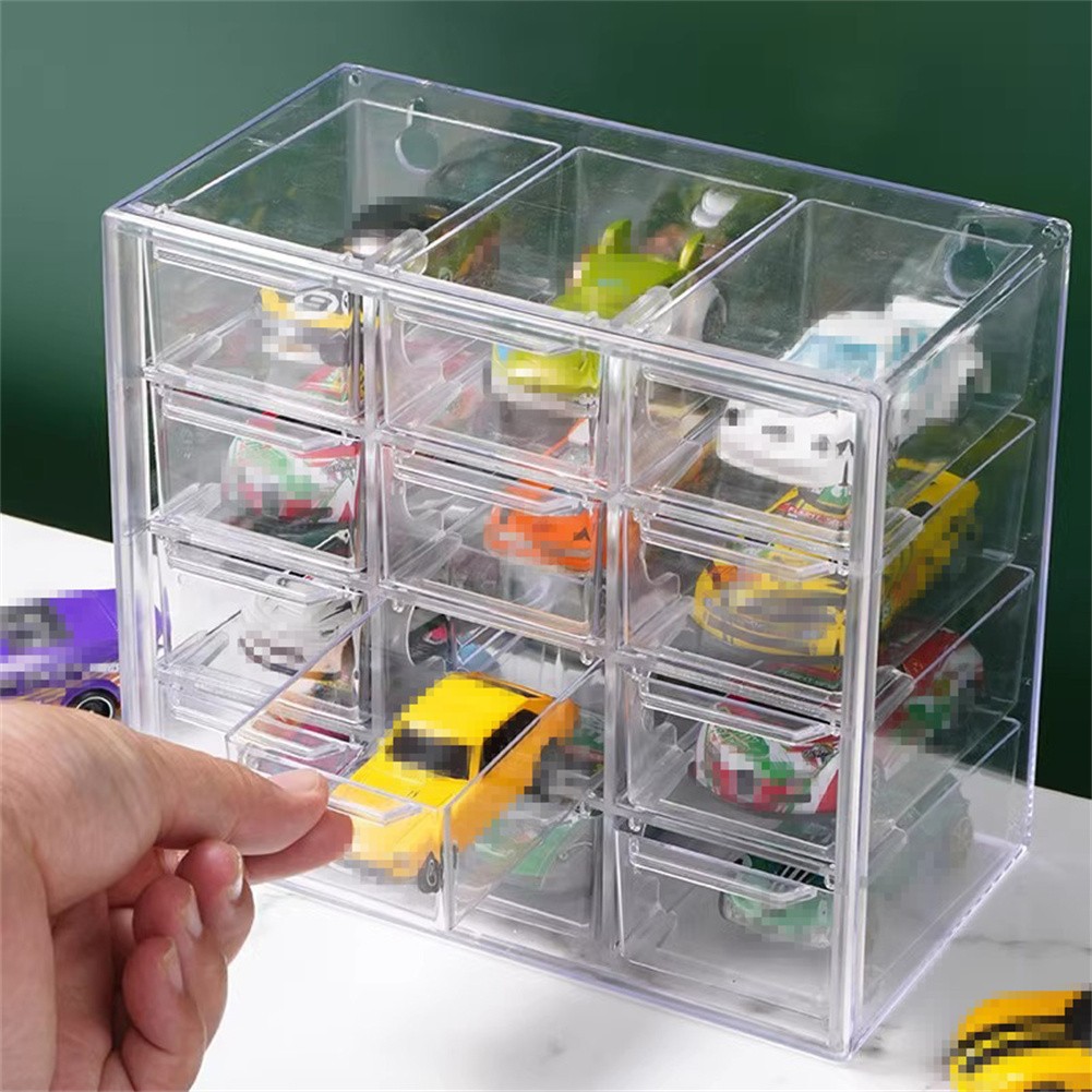 Clear Acrylic Display Case Storage Box Hold 12 Toy Cars For 1/64 Scale Model Car