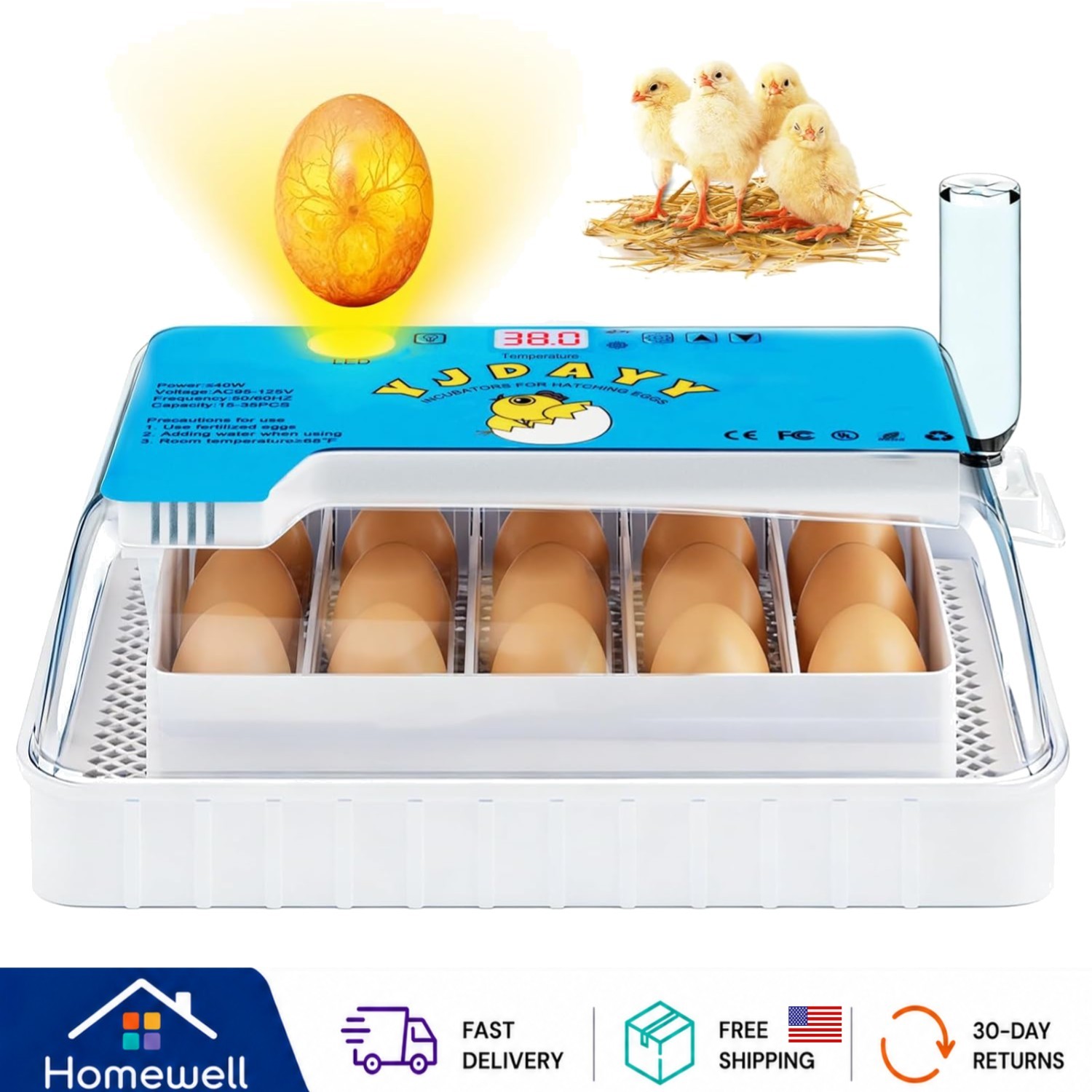 Incubators for Hatching Eggs 15-35 Eggs Incubator with Automatic Egg Turning and