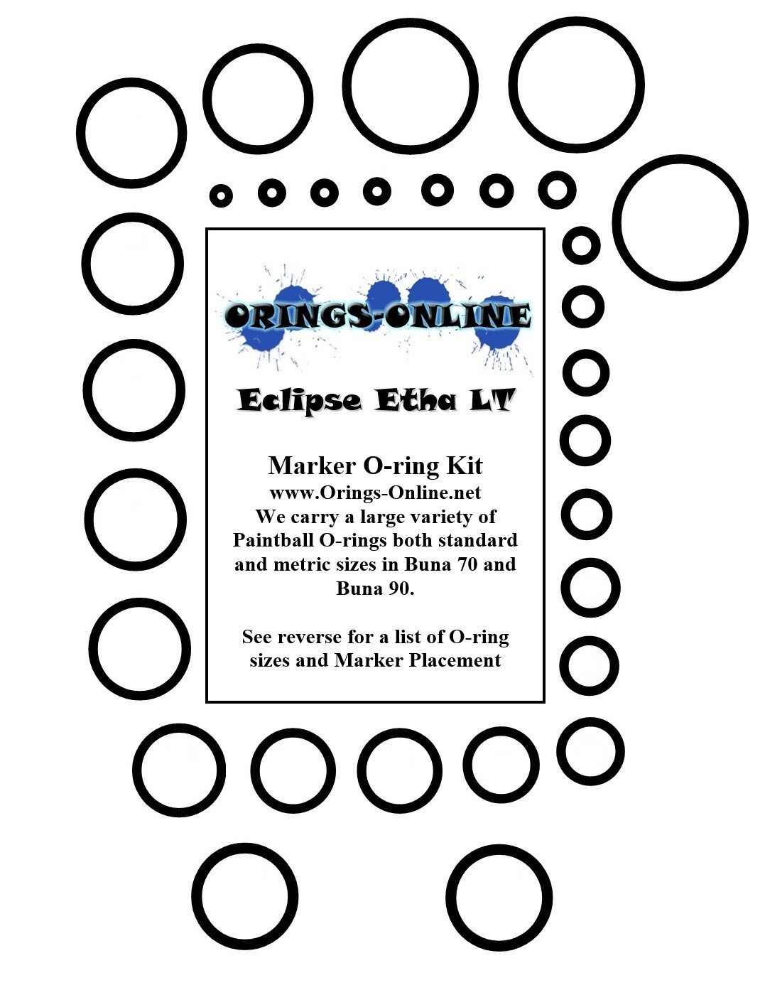 Planet Eclipse Etha LT Paintball Marker O-ring Oring Kit 2 rebuilds Aftermarket