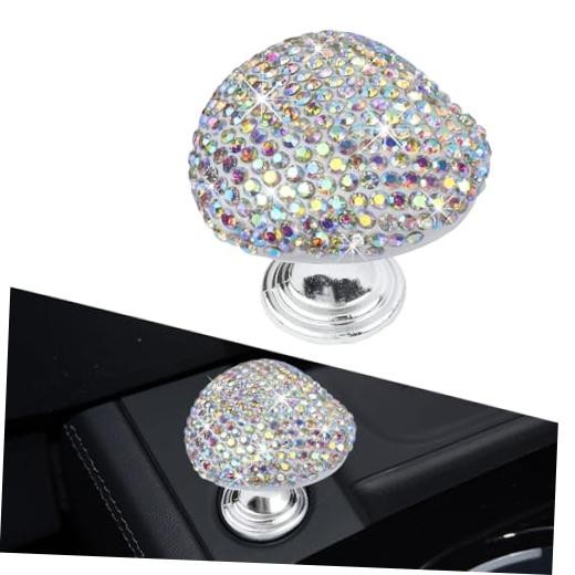 Bling Car Push Start Button Cover, Heart Shape One-Touch Start Button with AB