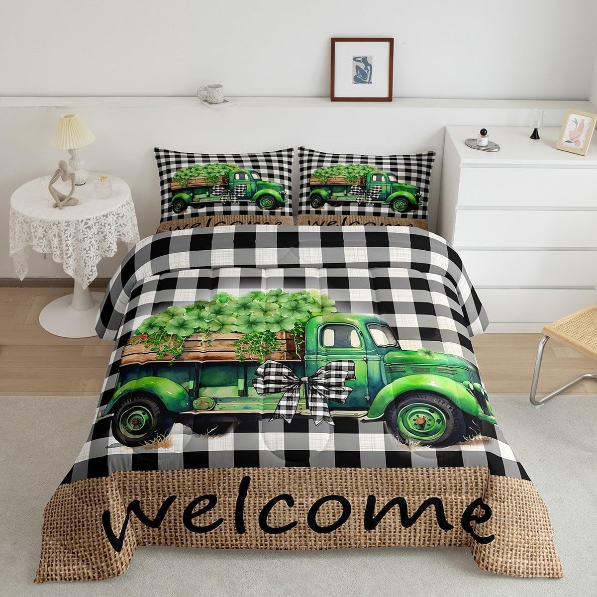 St. Patrick’s Day Irish Clover Lucky Sherpa Blanket US Cozy Warm Soft