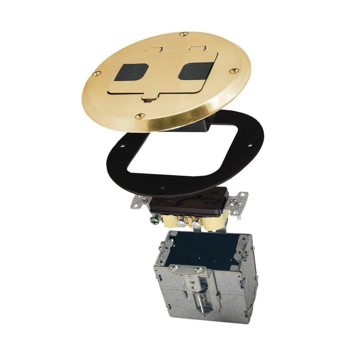 RACO 6239BP Floor Box Kit (polished Brass)