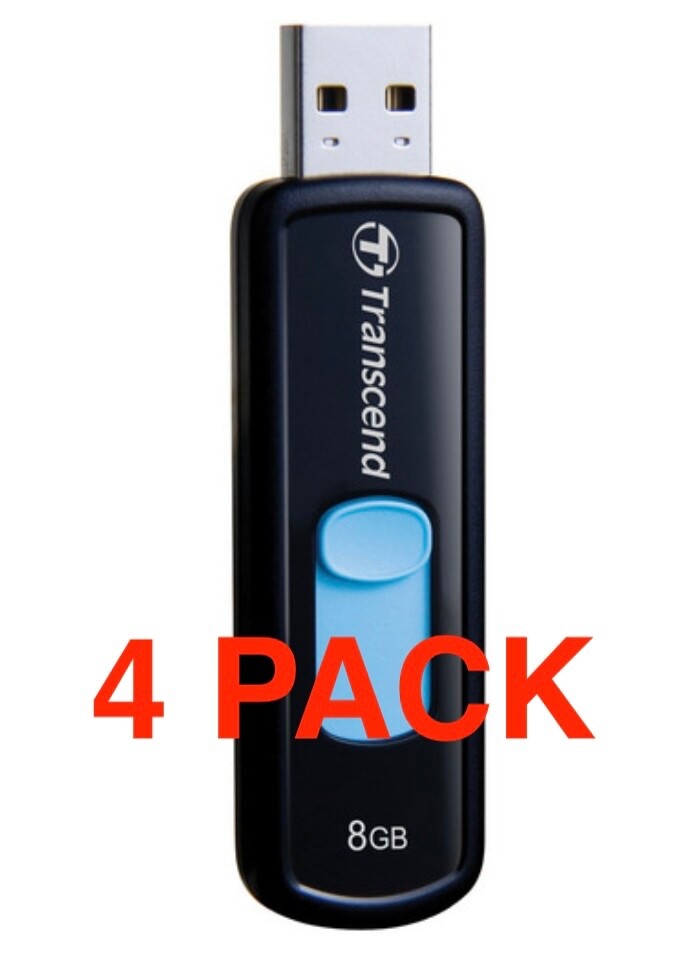 Pack of 4 Transcend 8 GB JetFlash USB Memory Flash Thumb Storage Drives~